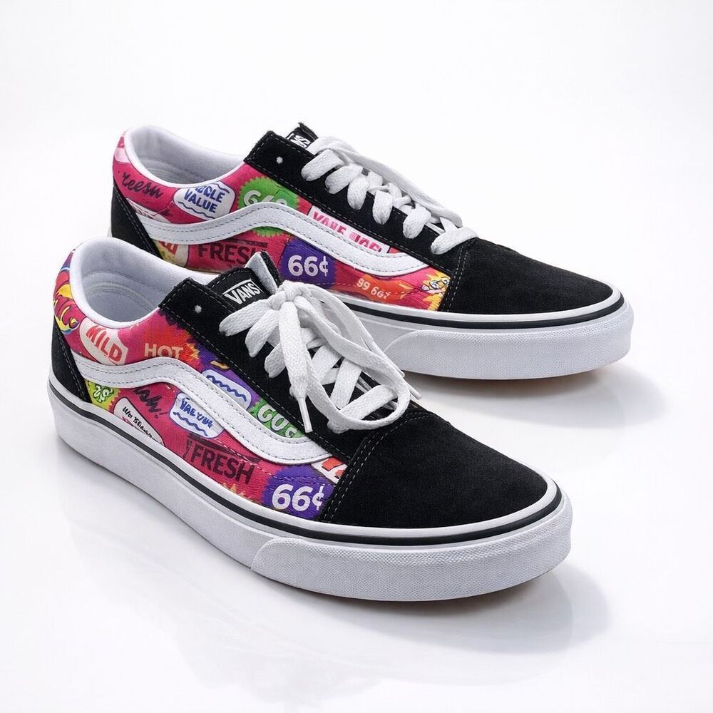 Vans Old Skool Retro Mart Multi Black Canvas Suede Low Top Kids SZ 3 Route 66